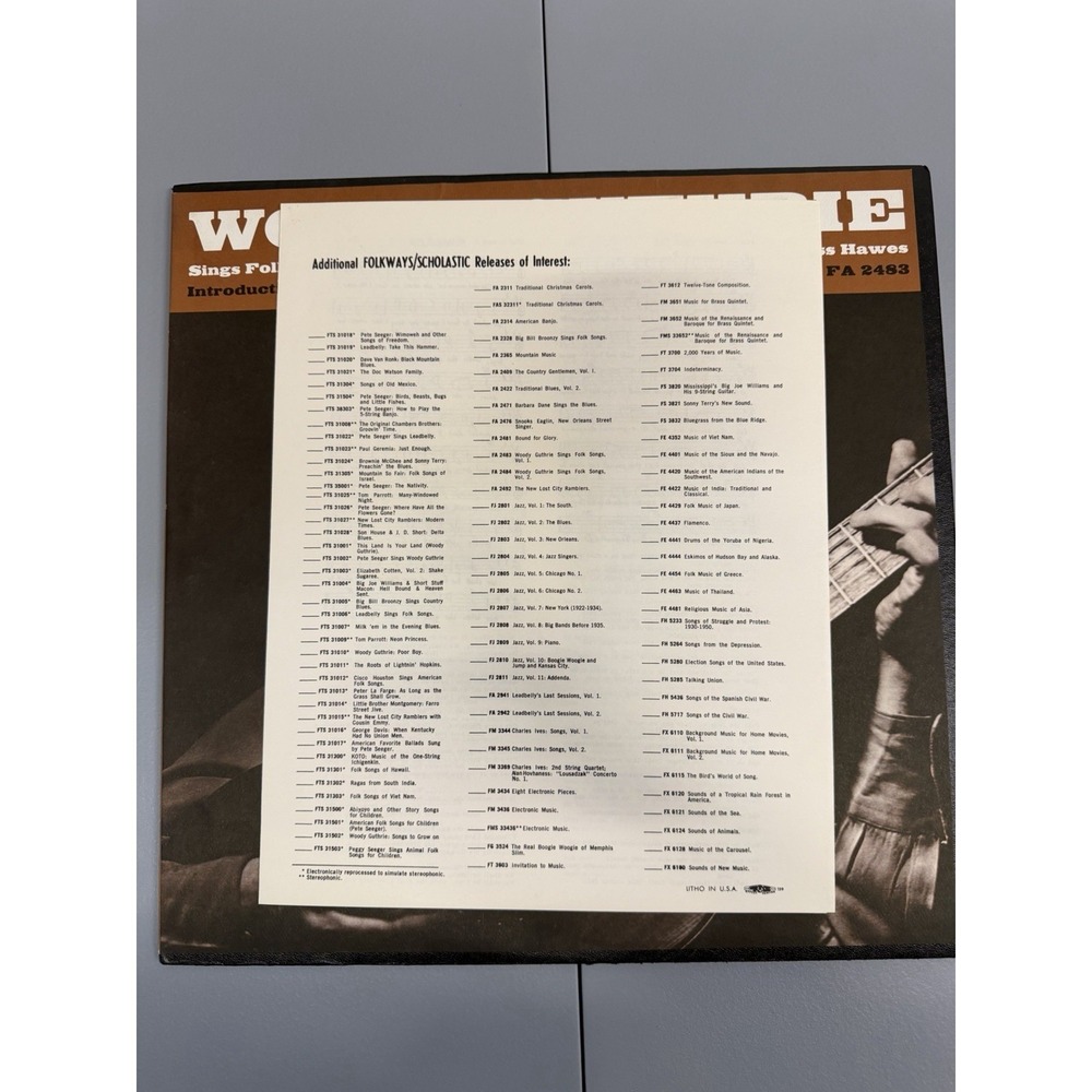 1962 VG 12" LP: WOODY GUTHRIE SINGS FOLK SONGS, FOLKWAY FA 2483 Leadbelly, Terry - Picture 16 of 16